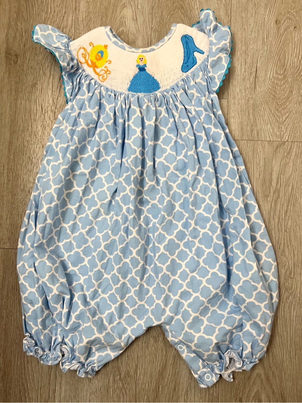 Girls' 18 Month Romper with Cinderella Themed Embroidery